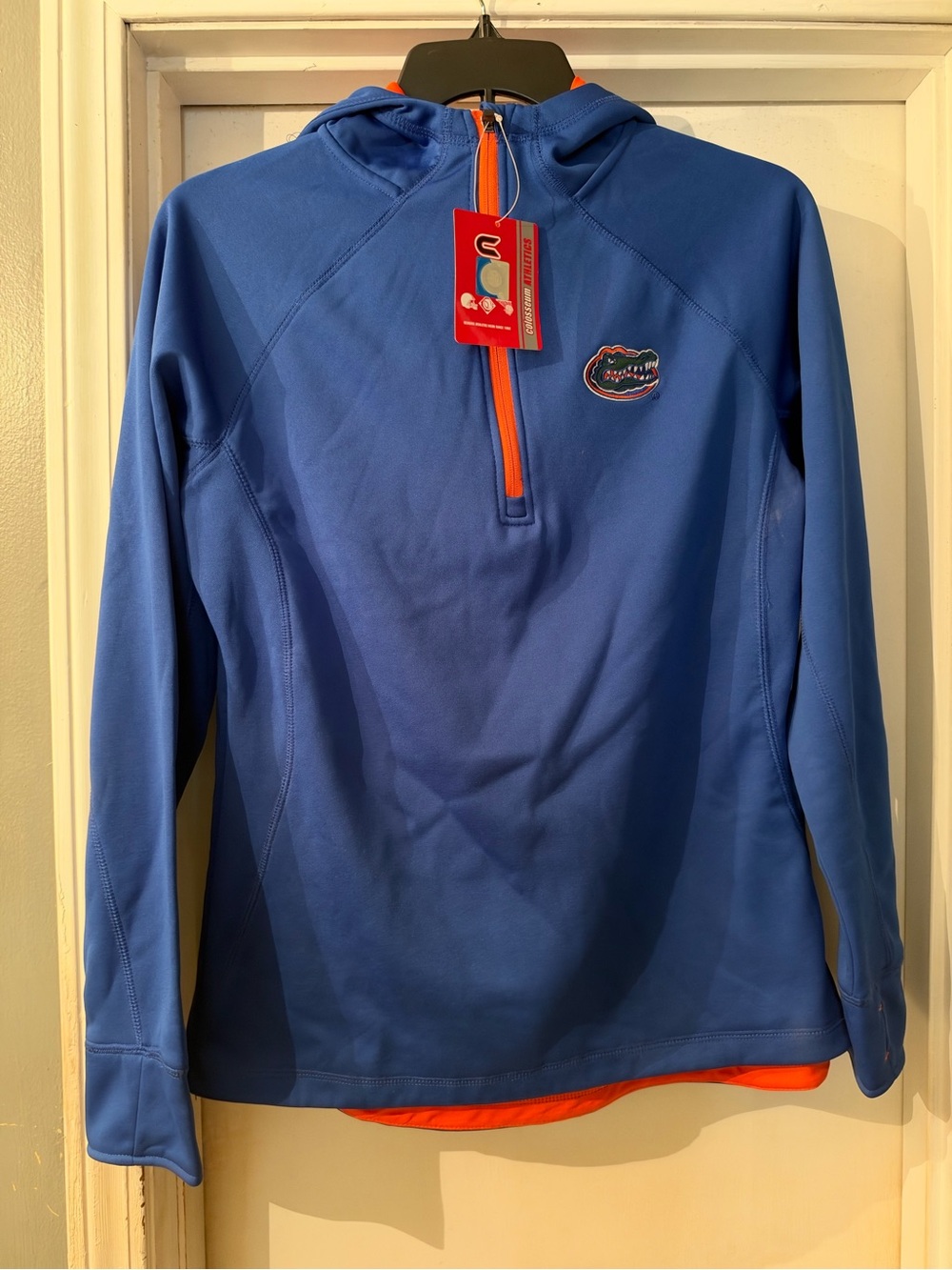 Colosseum Florida Gator Blue Hooded Quarter-Zip Pullover with Orange Trim